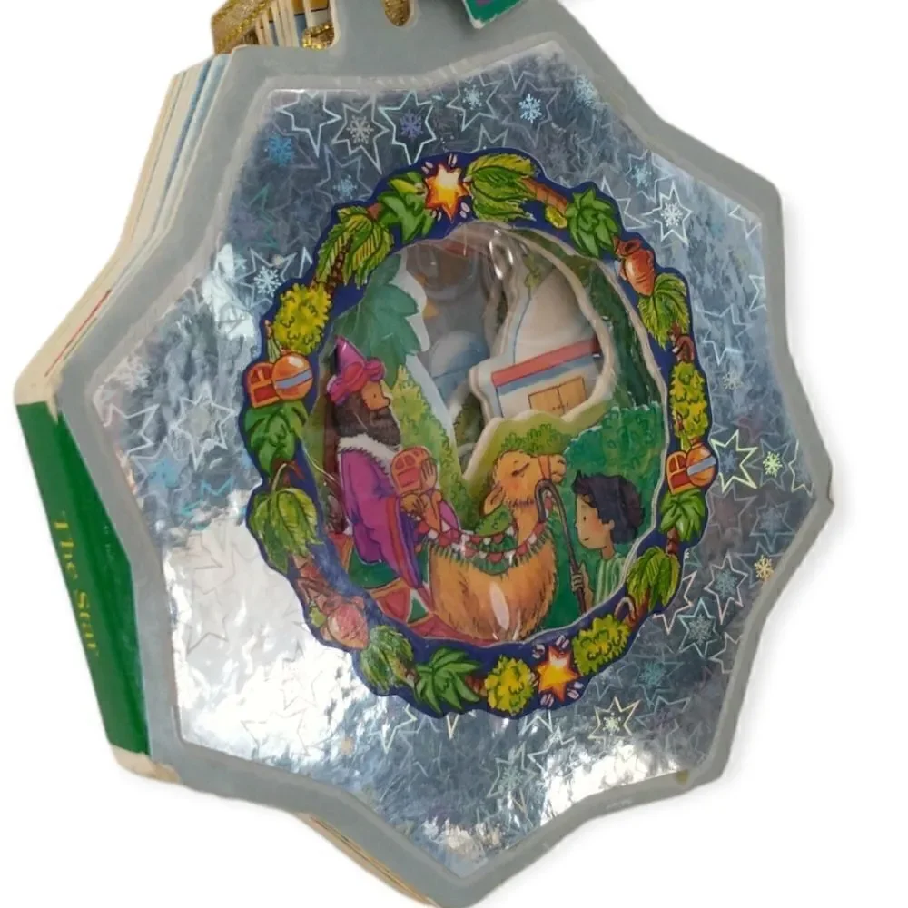 Vtg A Little Christmas Window Book Ornament The Star Nativity 1996 Metallic Kids